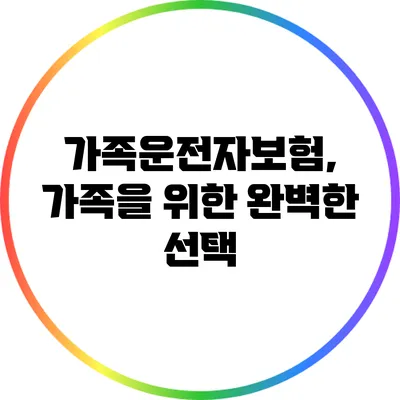 가족운전자보험, 가족을 위한 완벽한 선택