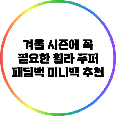 겨울 시즌에 꼭 필요한 휠라 푸퍼 패딩백 미니백 추천