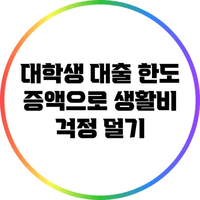 대학생 대출 한도 증액으로 생활비 걱정 덜기