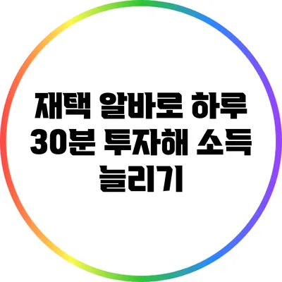 재택 알바로 하루 30분 투자해 소득 늘리기