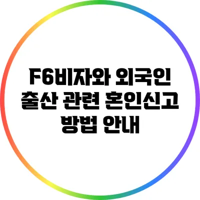 F6비자와 외국인 출산 관련 혼인신고 방법 안내