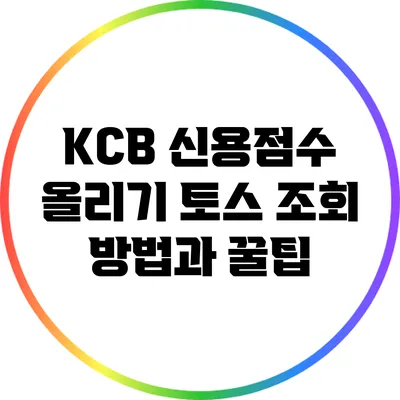 KCB 신용점수 올리기: 토스 조회 방법과 꿀팁