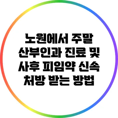 노원에서 주말 산부인과 진료 및 사후 피임약 신속 처방 받는 방법