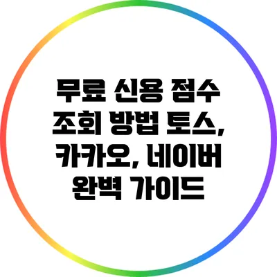 무료 신용 점수 조회 방법: 토스, 카카오, 네이버 완벽 가이드