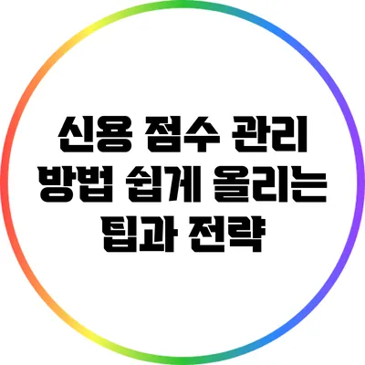 신용 점수 관리 방법: 쉽게 올리는 팁과 전략