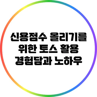 신용점수 올리기를 위한 토스 활용 경험담과 노하우