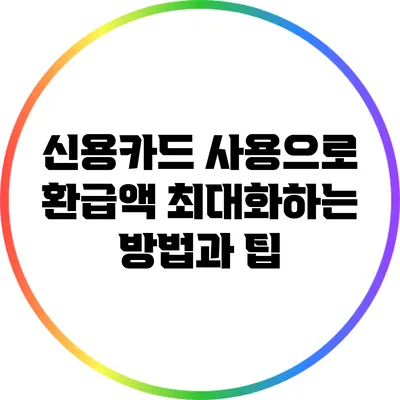 신용카드 사용으로 환급액 최대화하는 방법과 팁