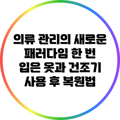 의류 관리의 새로운 패러다임: 한 번 입은 옷과 건조기 사용 후 복원법
