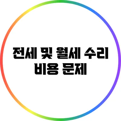 전세 및 월세 수리 비용 문제