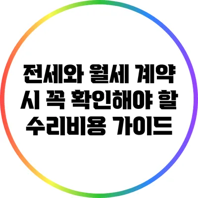 전세와 월세 계약 시 꼭 확인해야 할 수리비용 가이드