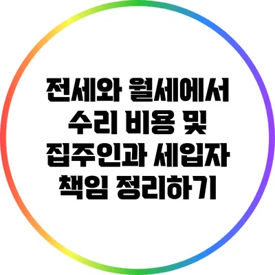 전세와 월세에서 수리 비용 및 집주인과 세입자 책임 정리하기