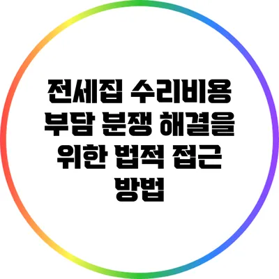 전세집 수리비용 부담 분쟁 해결을 위한 법적 접근 방법