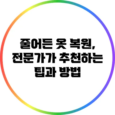 줄어든 옷 복원, 전문가가 추천하는 팁과 방법