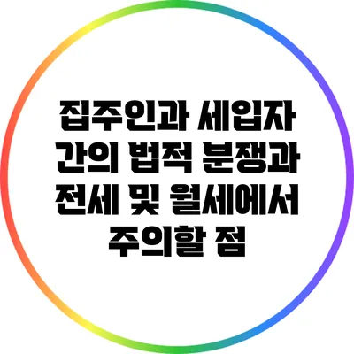 집주인과 세입자 간의 법적 분쟁과 전세 및 월세에서 주의할 점