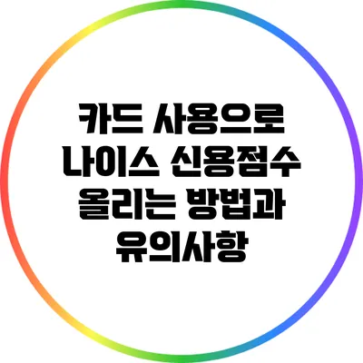 카드 사용으로 나이스 신용점수 올리는 방법과 유의사항