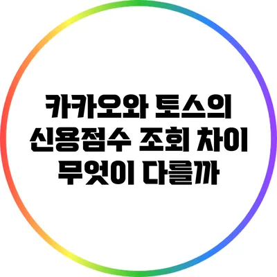 카카오와 토스의 신용점수 조회 차이: 무엇이 다를까?