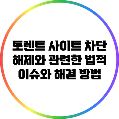 토렌트 사이트 차단 해제와 관련한 법적 이슈와 해결 방법