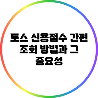 토스 신용점수 간편 조회 방법과 그 중요성