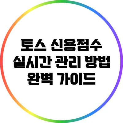 토스 신용점수 실시간 관리 방법 완벽 가이드