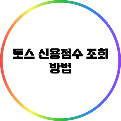 토스 신용점수 조회 방법