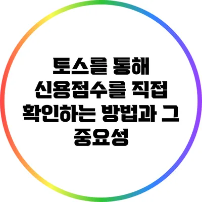 토스를 통해 신용점수를 직접 확인하는 방법과 그 중요성