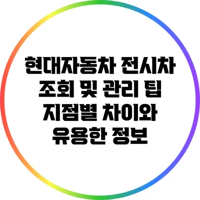 현대자동차 전시차 조회 및 관리 팁: 지점별 차이와 유용한 정보