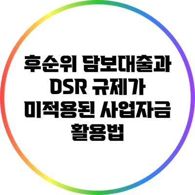 후순위 담보대출과 DSR 규제가 미적용된 사업자금 활용법