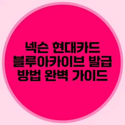 넥슨 현대카드 블루아카이브 발급 방법 완벽 가이드