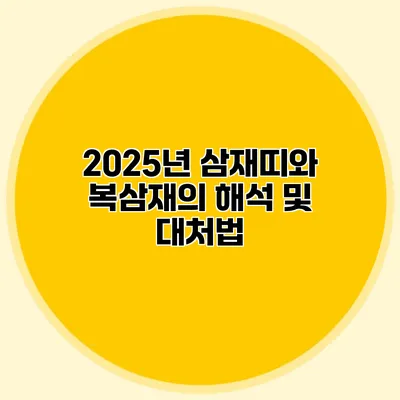 2025년 삼재띠와 복삼재의 해석 및 대처법