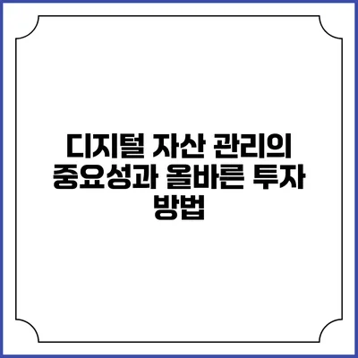 디지털 자산 관리의 중요성과 올바른 투자 방법