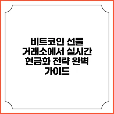 비트코인 선물 거래소에서 실시간 현금화 전략 완벽 가이드