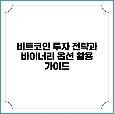 비트코인 투자 전략과 바이너리 옵션 활용 가이드
