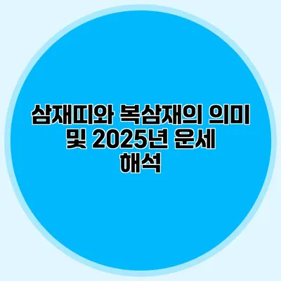삼재띠와 복삼재의 의미 및 2025년 운세 해석