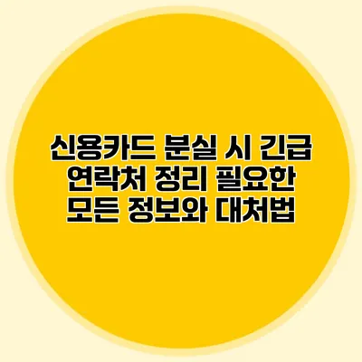 신용카드 분실 시 긴급 연락처 정리: 필요한 모든 정보와 대처법