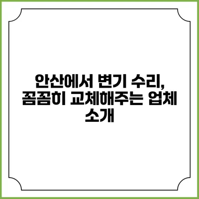 안산에서 변기 수리, 꼼꼼히 교체해주는 업체 소개