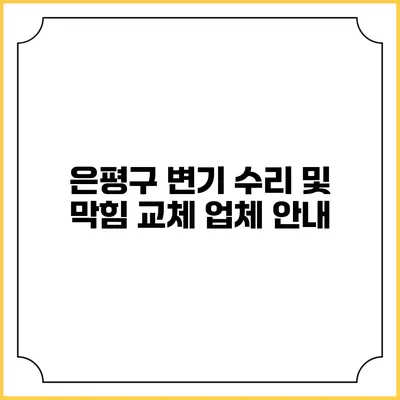 은평구 변기 수리 및 막힘 교체 업체 안내