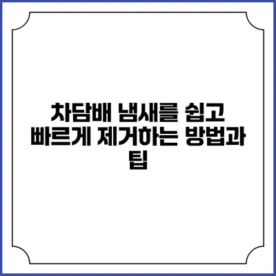 차담배 냄새를 쉽고 빠르게 제거하는 방법과 팁