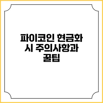 파이코인 현금화 시 주의사항과 꿀팁
