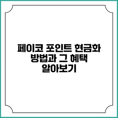 페이코 포인트 현금화 방법과 그 혜택 알아보기
