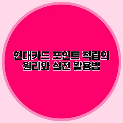 현대카드 포인트 적립의 원리와 실전 활용법