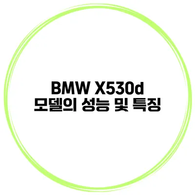 BMW X530d 모델의 성능 및 특징