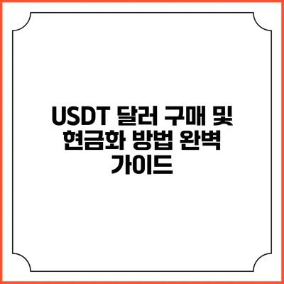 USDT 달러 구매 및 현금화 방법 완벽 가이드