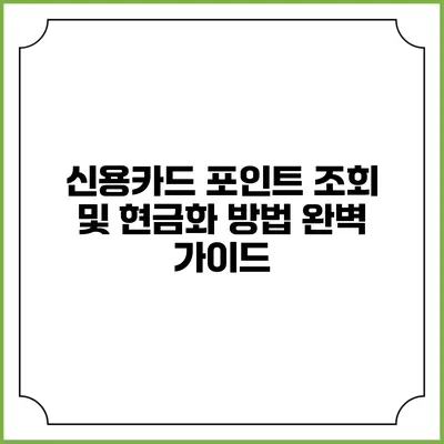 신용카드 포인트 조회 및 현금화 방법 완벽 가이드