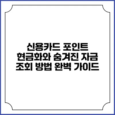 신용카드 포인트 현금화와 숨겨진 자금 조회 방법 완벽 가이드