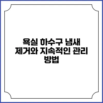욕실 하수구 냄새 제거와 지속적인 관리 방법