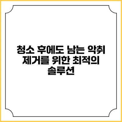 청소 후에도 남는 악취 제거를 위한 최적의 솔루션
