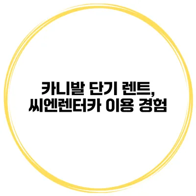 카니발 단기 렌트, 씨엔렌터카 이용 경험